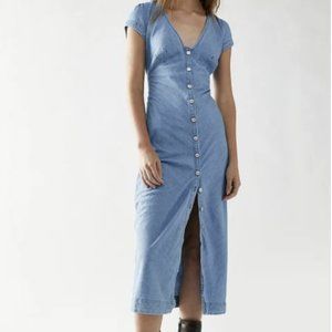 Free People Midi Denim Dress w/ Buttons